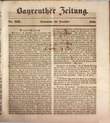 Bayreuther Zeitung Samstag 20. Dezember 1845