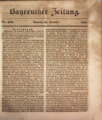 Bayreuther Zeitung Mittwoch 31. Dezember 1845