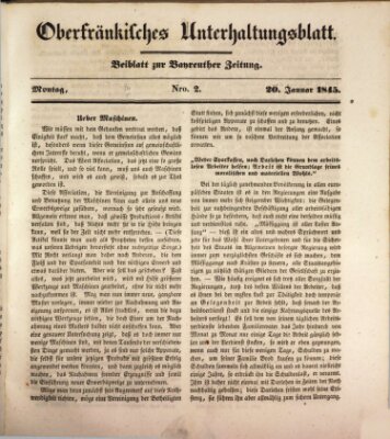 Oberfränkisches Unterhaltungsblatt (Bayreuther Zeitung) Montag 20. Januar 1845