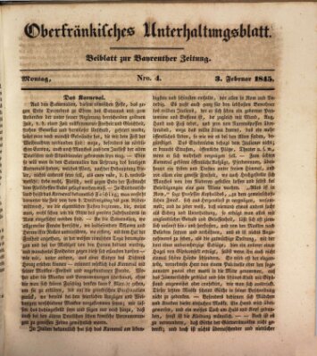 Oberfränkisches Unterhaltungsblatt (Bayreuther Zeitung) Montag 3. Februar 1845