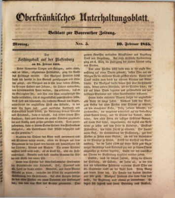 Oberfränkisches Unterhaltungsblatt (Bayreuther Zeitung) Montag 10. Februar 1845