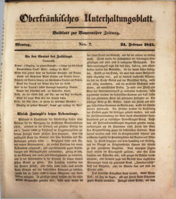 Oberfränkisches Unterhaltungsblatt (Bayreuther Zeitung) Montag 24. Februar 1845