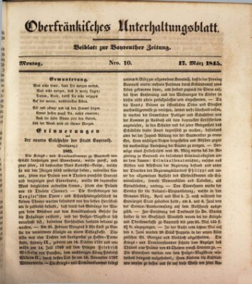 Oberfränkisches Unterhaltungsblatt (Bayreuther Zeitung) Montag 17. März 1845