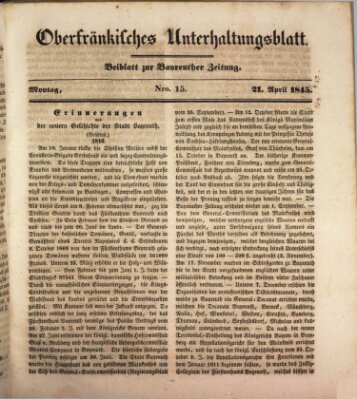 Oberfränkisches Unterhaltungsblatt (Bayreuther Zeitung) Montag 21. April 1845