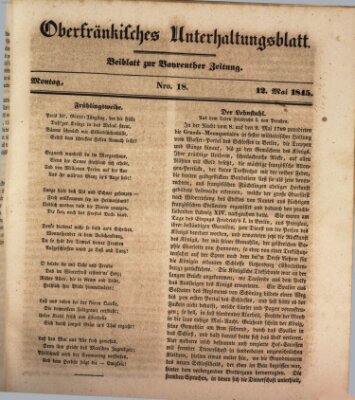 Oberfränkisches Unterhaltungsblatt (Bayreuther Zeitung) Montag 12. Mai 1845