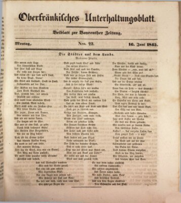 Oberfränkisches Unterhaltungsblatt (Bayreuther Zeitung) Montag 16. Juni 1845