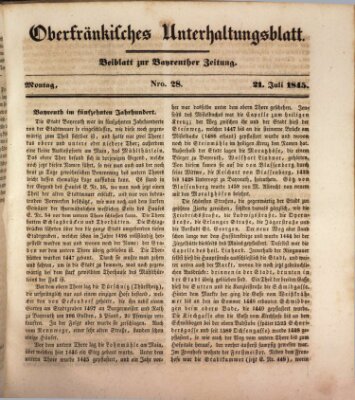 Oberfränkisches Unterhaltungsblatt (Bayreuther Zeitung) Montag 21. Juli 1845