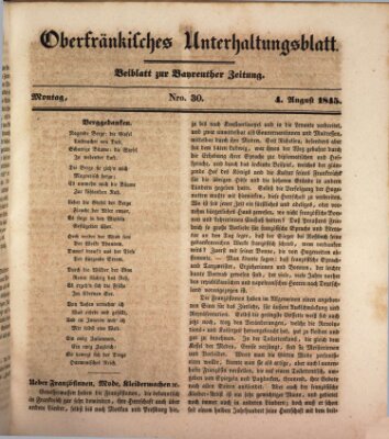 Oberfränkisches Unterhaltungsblatt (Bayreuther Zeitung) Montag 4. August 1845