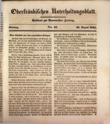 Oberfränkisches Unterhaltungsblatt (Bayreuther Zeitung) Montag 18. August 1845