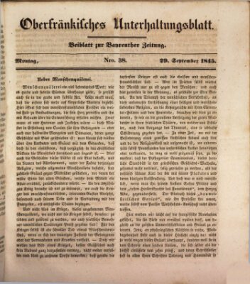 Oberfränkisches Unterhaltungsblatt (Bayreuther Zeitung) Montag 29. September 1845