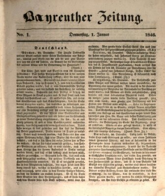 Bayreuther Zeitung Donnerstag 1. Januar 1846