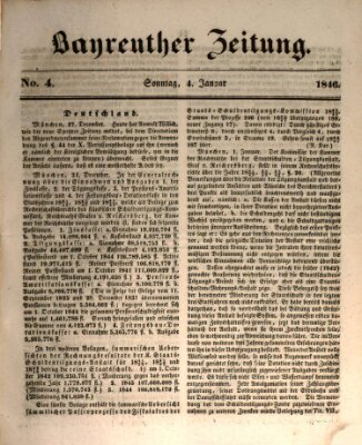 Bayreuther Zeitung Sonntag 4. Januar 1846