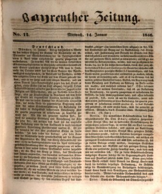 Bayreuther Zeitung Mittwoch 14. Januar 1846