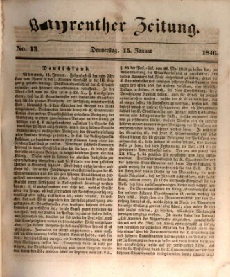 Bayreuther Zeitung Donnerstag 15. Januar 1846