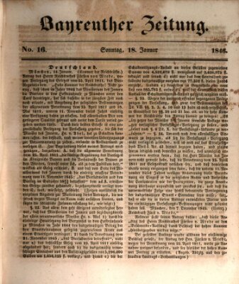 Bayreuther Zeitung Sonntag 18. Januar 1846