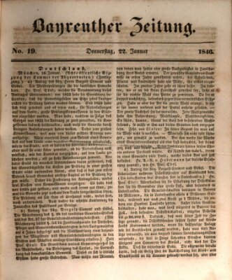 Bayreuther Zeitung Donnerstag 22. Januar 1846