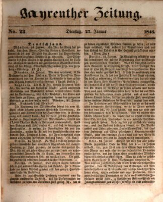 Bayreuther Zeitung Dienstag 27. Januar 1846