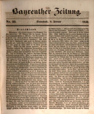 Bayreuther Zeitung Samstag 7. Februar 1846