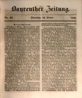 Bayreuther Zeitung Donnerstag 12. Februar 1846