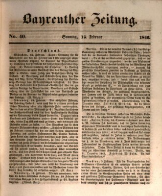 Bayreuther Zeitung Sonntag 15. Februar 1846