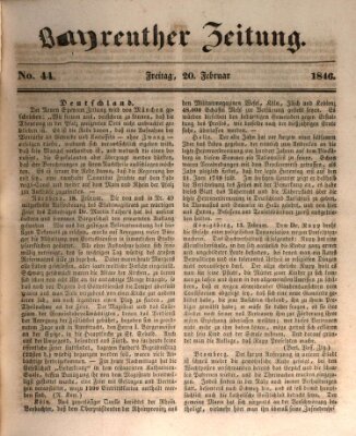 Bayreuther Zeitung Freitag 20. Februar 1846