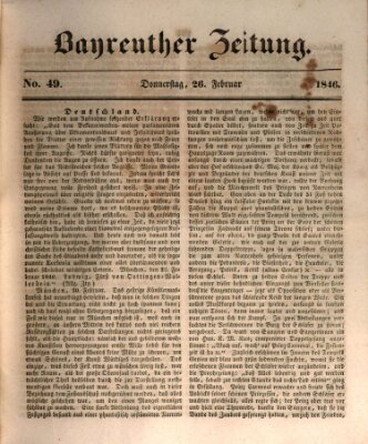 Bayreuther Zeitung Donnerstag 26. Februar 1846