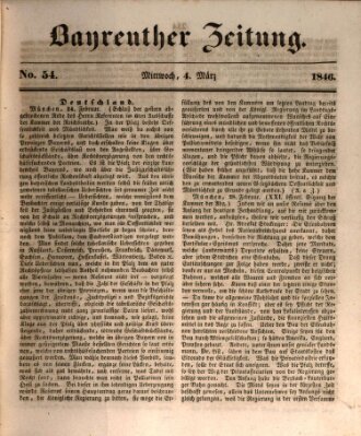 Bayreuther Zeitung Mittwoch 4. März 1846