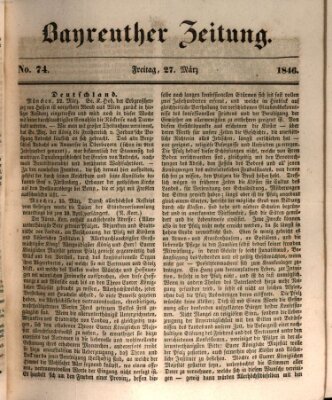 Bayreuther Zeitung Freitag 27. März 1846