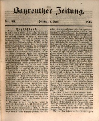Bayreuther Zeitung Dienstag 7. April 1846