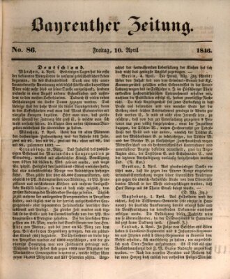 Bayreuther Zeitung Freitag 10. April 1846