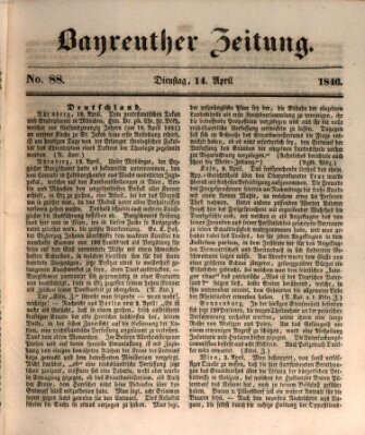 Bayreuther Zeitung Dienstag 14. April 1846