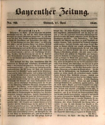 Bayreuther Zeitung Mittwoch 15. April 1846