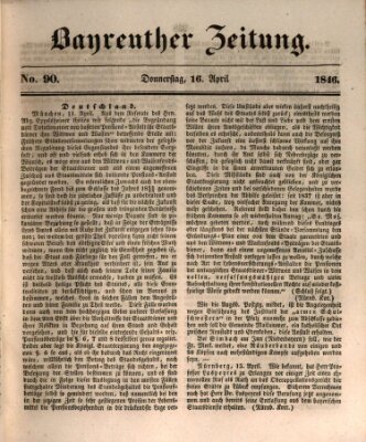 Bayreuther Zeitung Donnerstag 16. April 1846