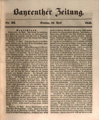 Bayreuther Zeitung Sonntag 19. April 1846