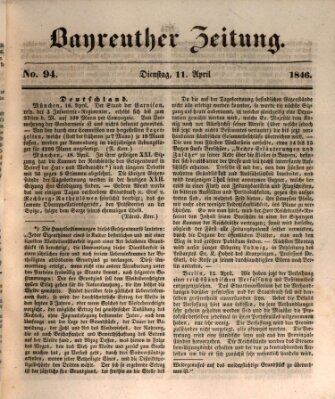 Bayreuther Zeitung Samstag 11. April 1846