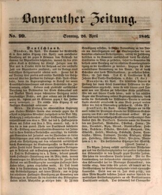 Bayreuther Zeitung Sonntag 26. April 1846