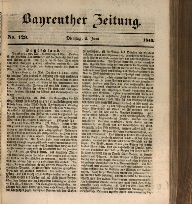 Bayreuther Zeitung Dienstag 2. Juni 1846