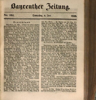 Bayreuther Zeitung Donnerstag 4. Juni 1846