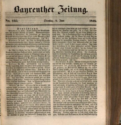 Bayreuther Zeitung Dienstag 9. Juni 1846