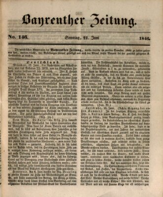 Bayreuther Zeitung Sonntag 21. Juni 1846