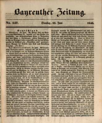 Bayreuther Zeitung Dienstag 23. Juni 1846