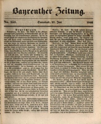 Bayreuther Zeitung Samstag 27. Juni 1846