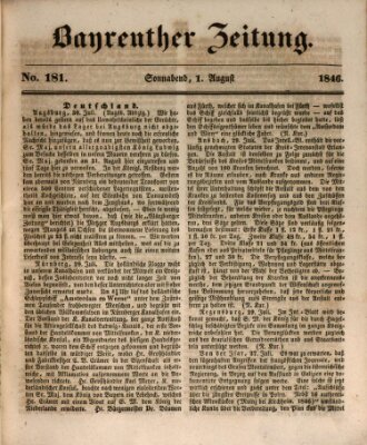 Bayreuther Zeitung Samstag 1. August 1846