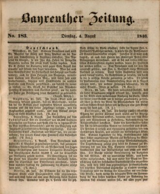 Bayreuther Zeitung Dienstag 4. August 1846