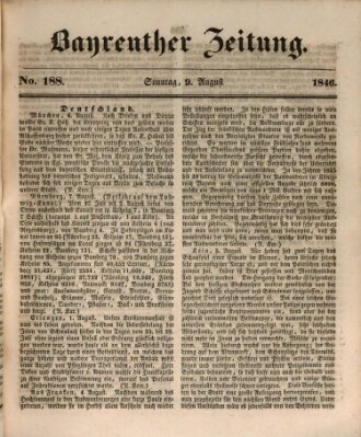 Bayreuther Zeitung Sonntag 9. August 1846