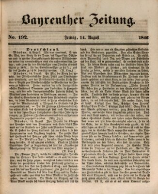 Bayreuther Zeitung Freitag 14. August 1846