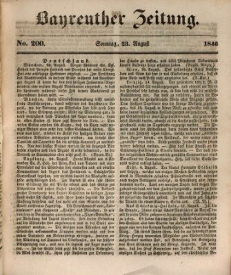 Bayreuther Zeitung Sonntag 23. August 1846