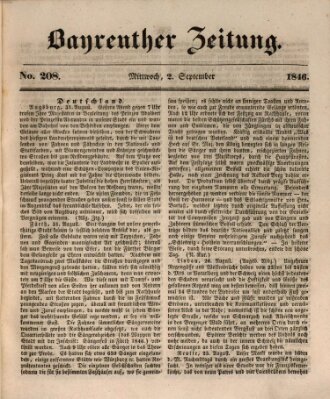 Bayreuther Zeitung Mittwoch 2. September 1846