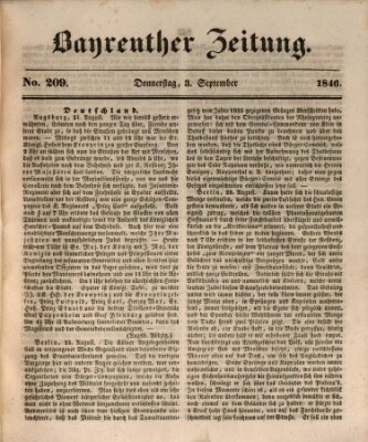 Bayreuther Zeitung Donnerstag 3. September 1846