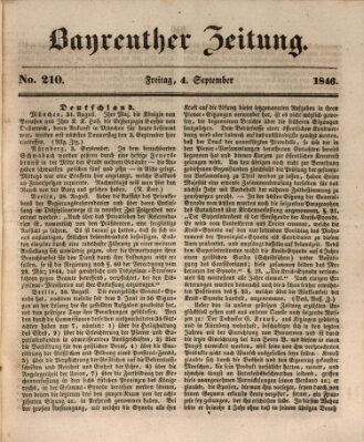 Bayreuther Zeitung Freitag 4. September 1846